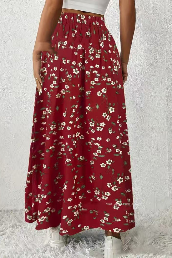 Women's Fashionable With Side-slit Printed Skirt