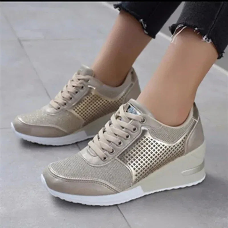 Lacing Sneakers With Platform Heels For Women - DanaFashionstore