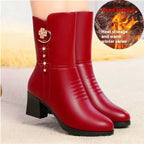 Cotton Boots Women's Soft Leather Martin Boots Mid-calf Women - DanaFashionstore