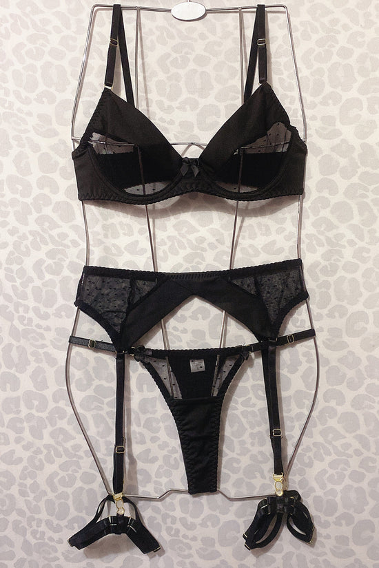 Polka Dot Stitching Bra See-through Underwear Suit Women - Dana Fashion