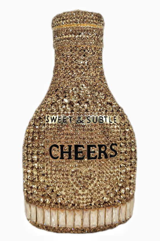 Champagne Bottle Rhinestone Evening Clutch Women's Bag - Dana Fashion