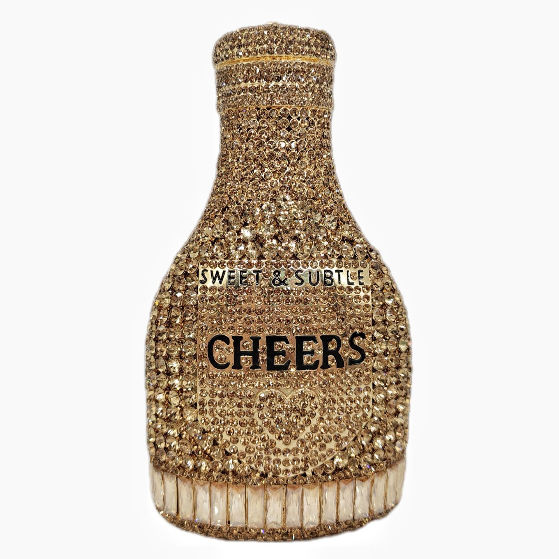 Champagne Bottle Rhinestone Evening Clutch Women's Bag - Dana Fashion