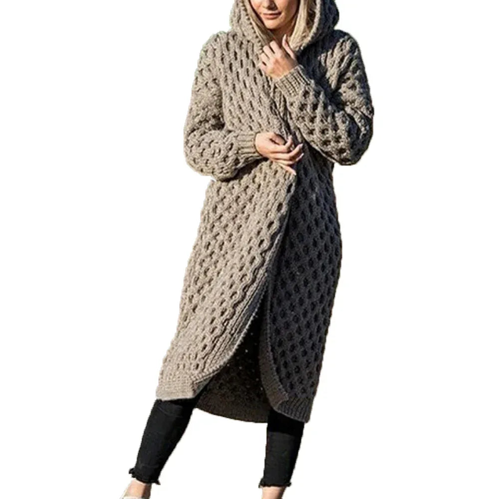 Women Winter Thick Warm Hooded Knitted Cardigan - DanaFashionstore