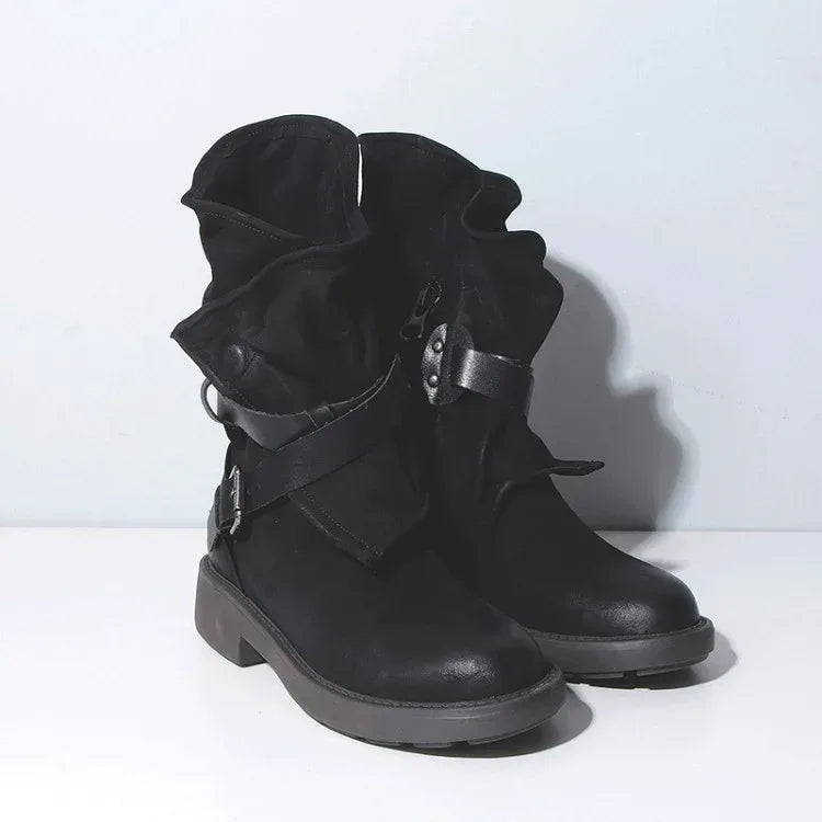 Round toe buckle with square heel - DanaFashionstore