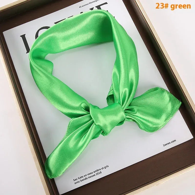 Solid Color Square Scarf Artificial Silk Small Square Towel - DanaFashionstore