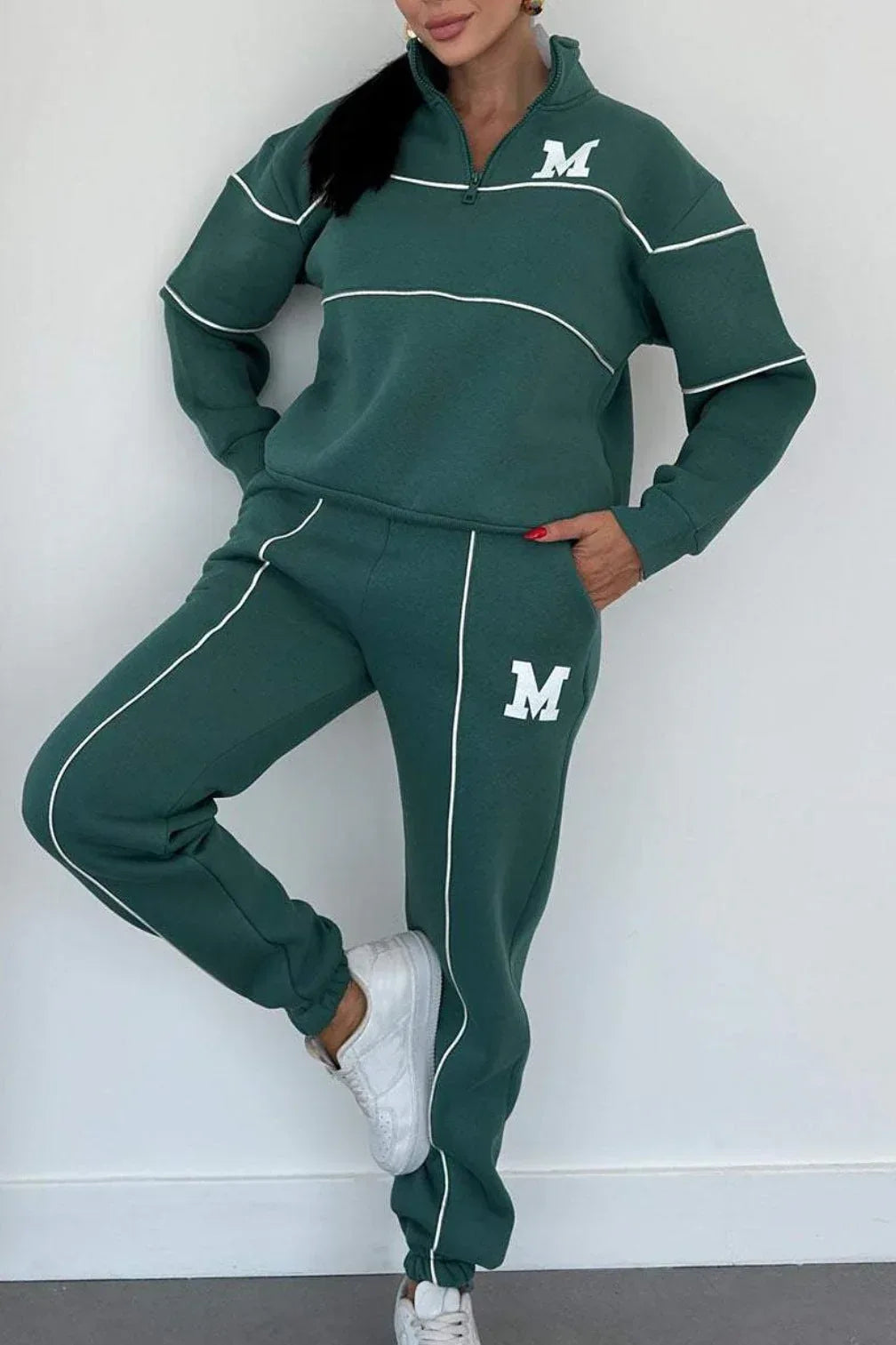 Womens 2 Piece Outfits Lounge Hoodless Pullover Sweatshirt Sweatsuit Sets Sweatshirt Baggy Fashion Sweatpants With Pockets - DanaFashionstore