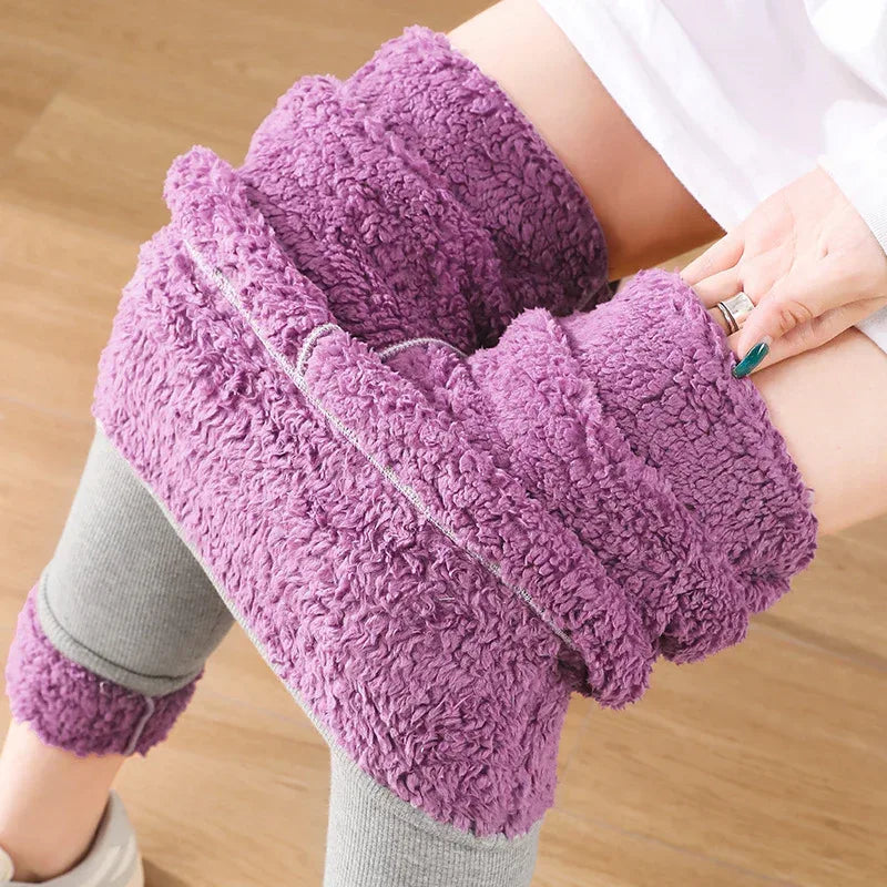 High Waist Plush Leggings Winter Warm Solid Slim Pants Fashion Trousers For Women Clothing - DanaFashionstore
