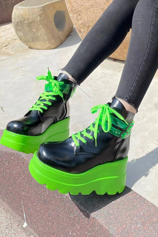 Women's Dark Gothic Wedge Platform Ankle Boots