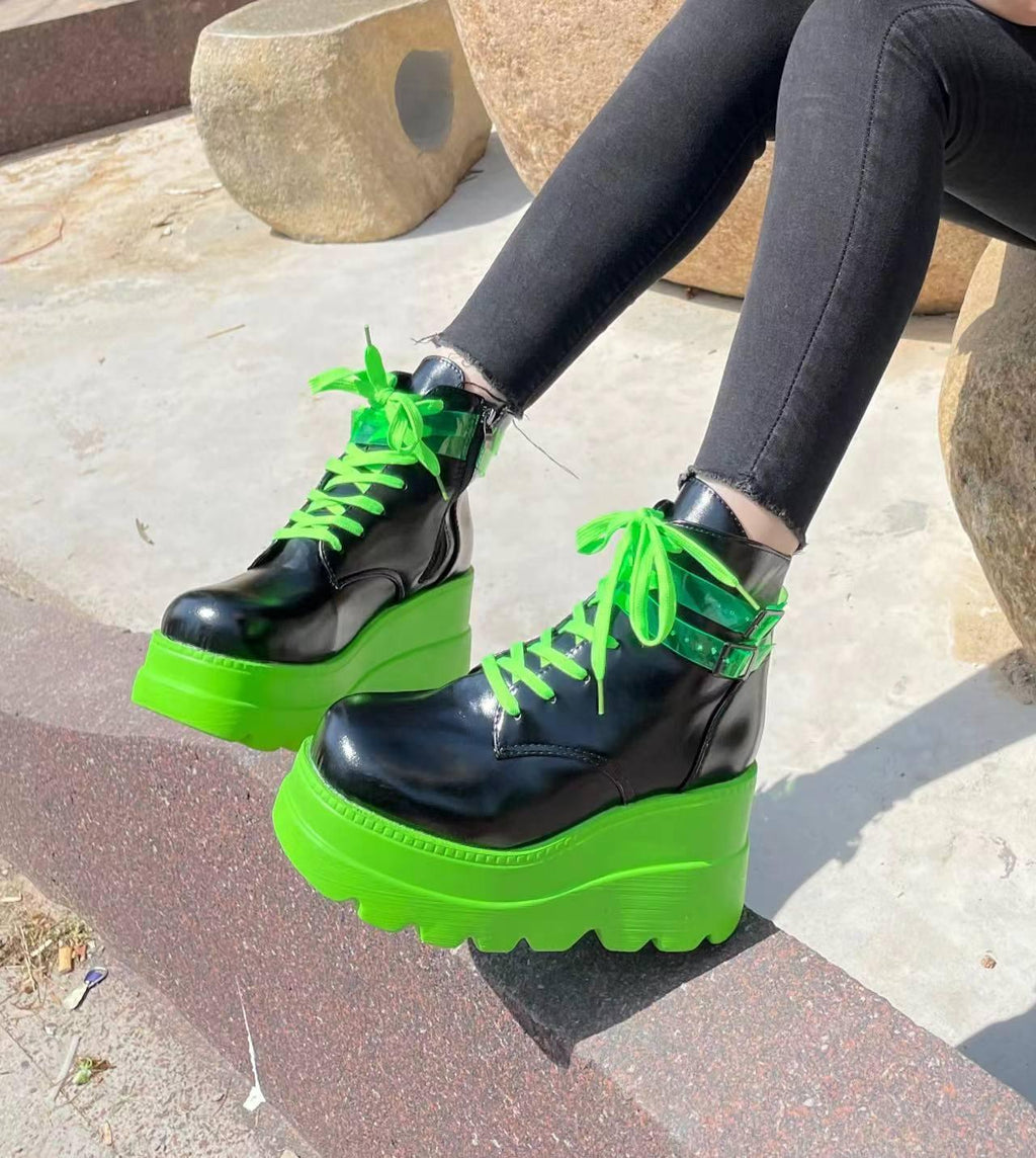 Women's Dark Gothic Wedge Platform Ankle Boots - DanaFashionstore