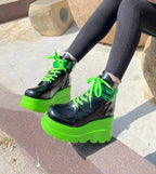 Women's Dark Gothic Wedge Platform Ankle Boots - DanaFashionstore