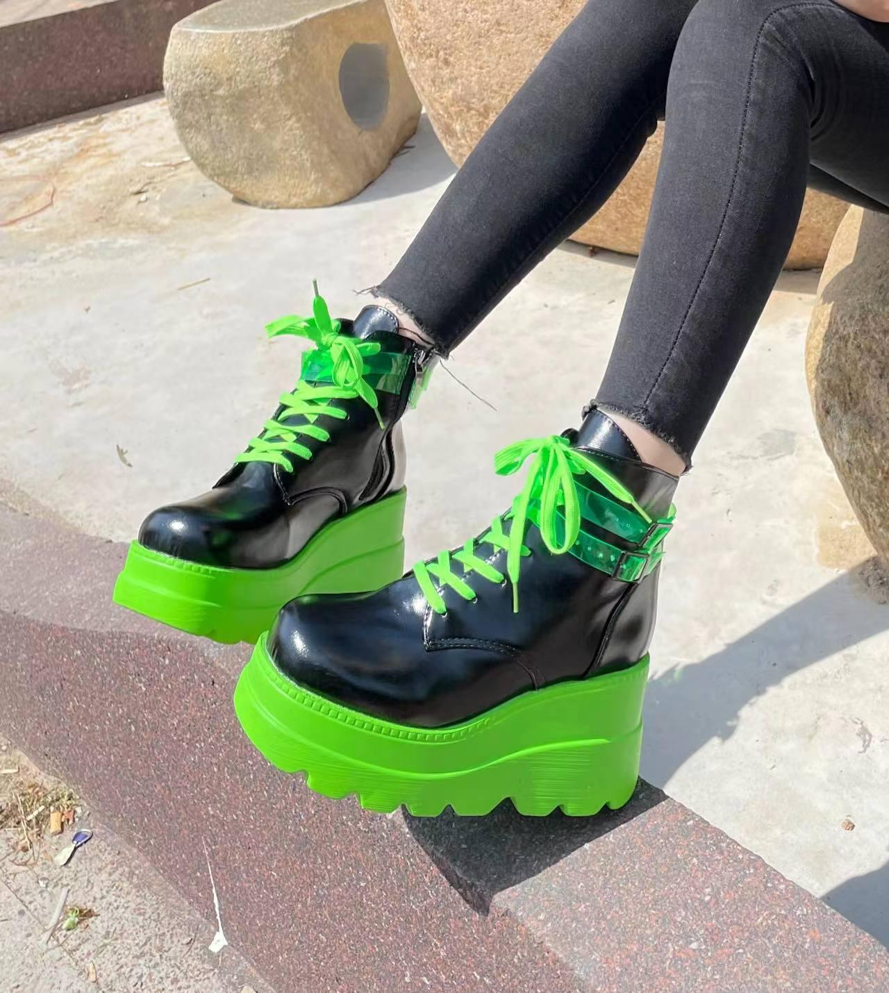 Women's Dark Gothic Wedge Platform Ankle Boots - DanaFashionstore