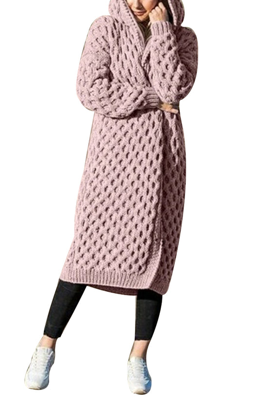 Women Winter Thick Warm Hooded Knitted Cardigan