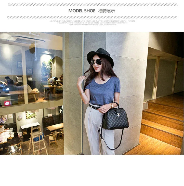Leather bags 2021 new summer Lingge leather retro Doctor Bag Fashion Shoulder Bag hand - DanaFashionstore
