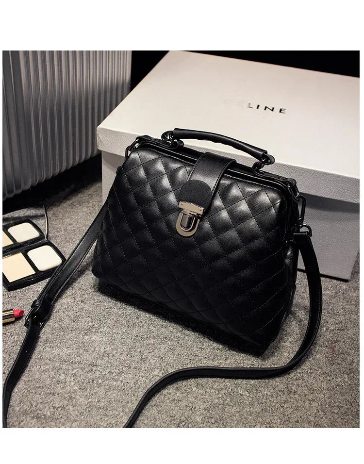 Leather bags 2021 new summer Lingge leather retro Doctor Bag Fashion Shoulder Bag hand - DanaFashionstore