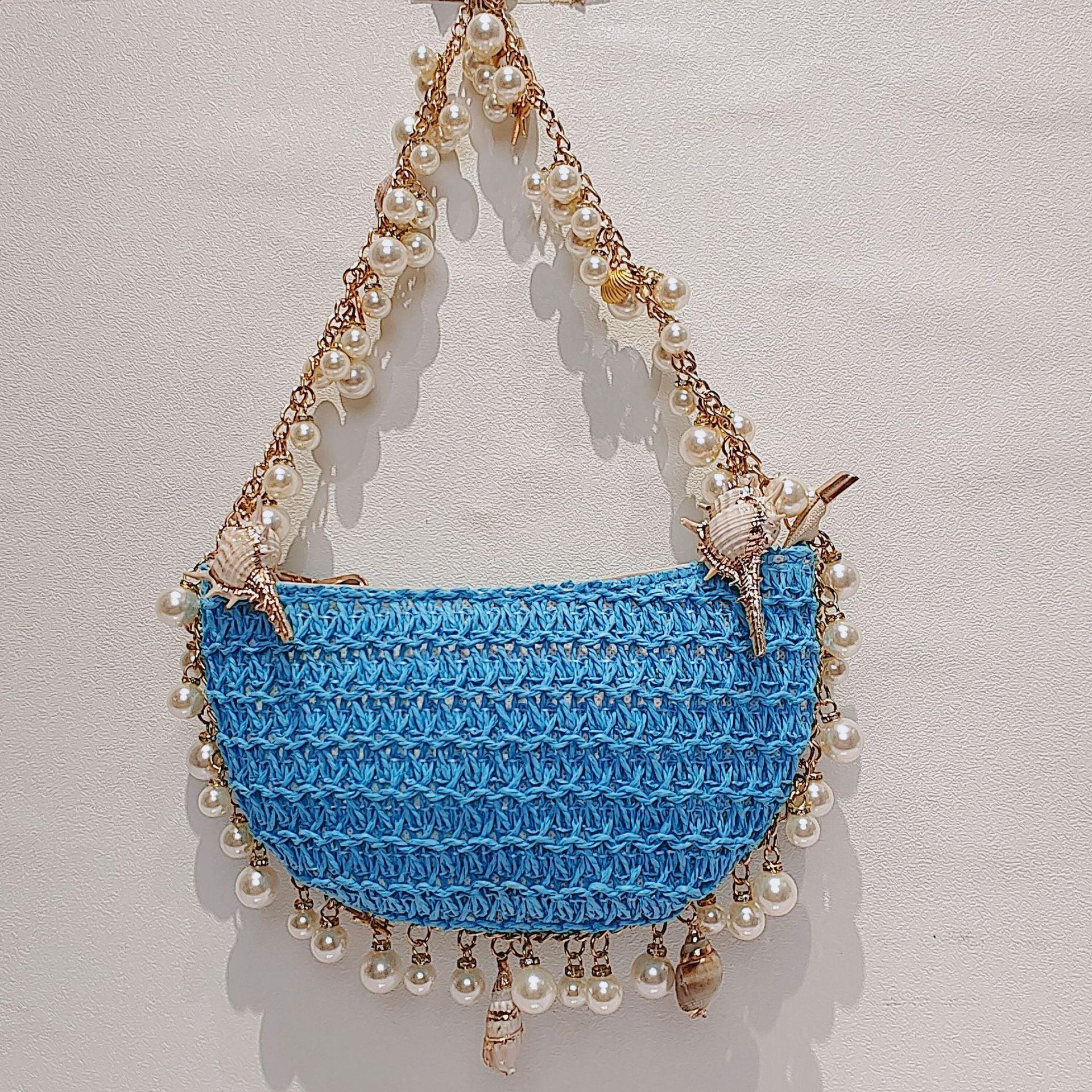 Summer Seaside Holiday Pearl Conch Straw Bag - DanaFashionstore