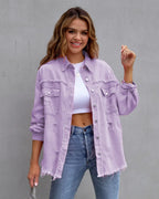 Fashion Ripped Shirt Jacket Female Autumn And Spring Casual Tops Womens Clothing - DanaFashionstore
