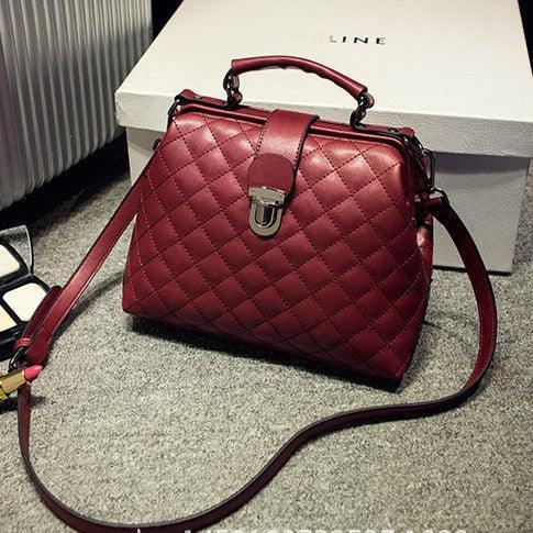 Leather bags 2021 new summer Lingge leather retro Doctor Bag Fashion Shoulder Bag hand - DanaFashionstore