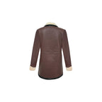 Faux Suede Zipper Composite Fur Integrated Turn-down Collar Coat