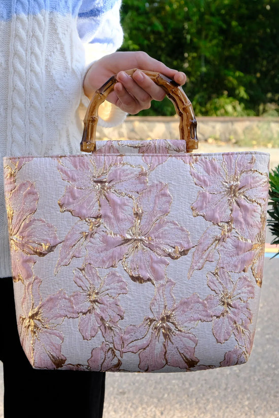 Women's Light Blue Bronzing Flower Canvas Bag - DanaFashionstore