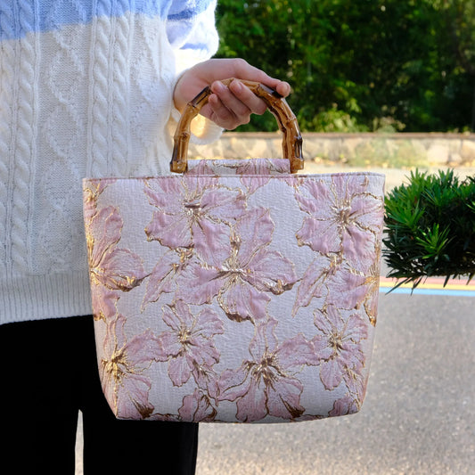 Women's Light Blue Bronzing Flower Canvas Bag - DanaFashionstore
