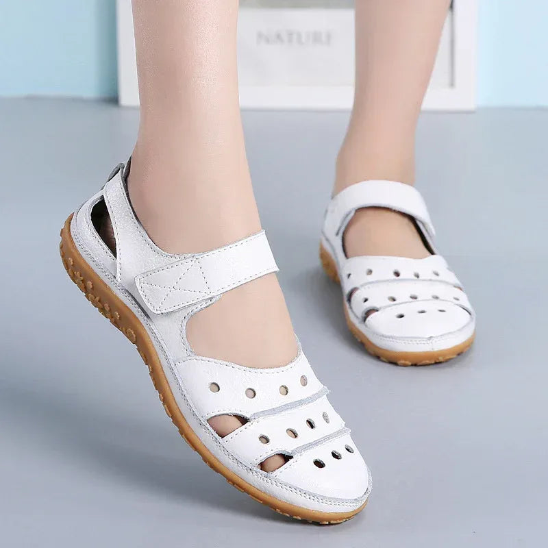 Hollow hole shoes leather mom shoes - DanaFashionstore