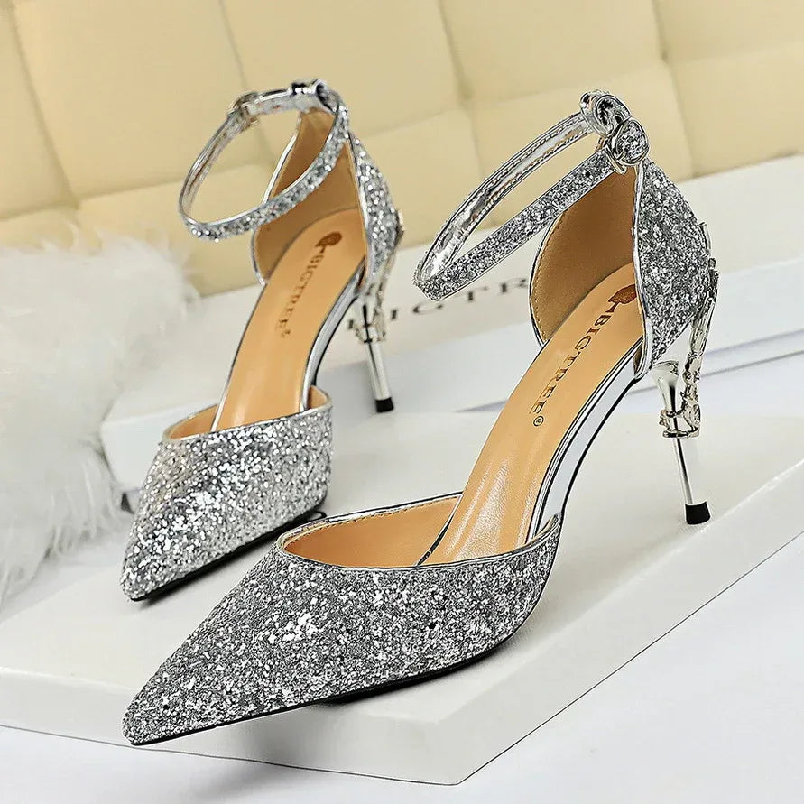 High metallic and sequined heels - DanaFashionstore