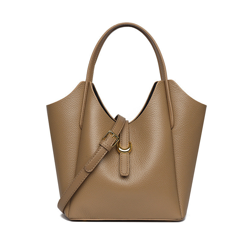 Genuine Leather Women's Large Capacity Hand Holding Bucket Bag - Dana Fashion
