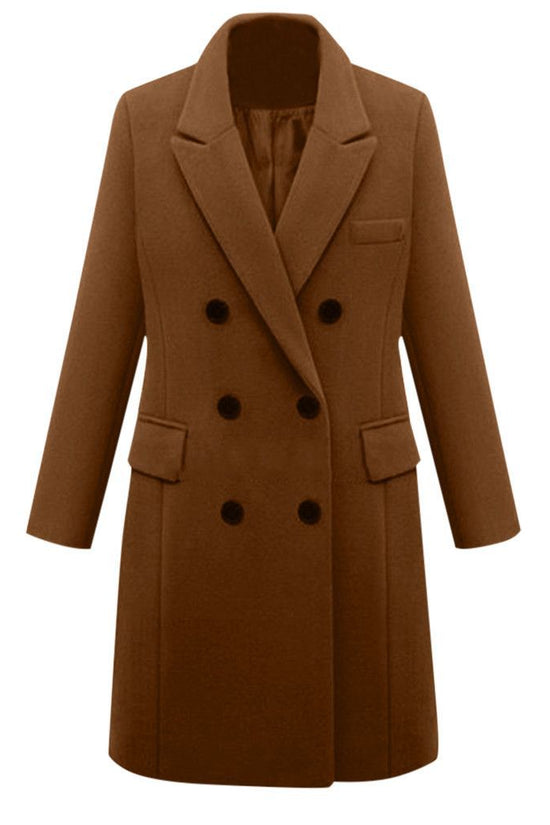 Medium length large woolen overcoat for women