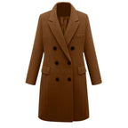 Medium length large woolen overcoat for women - DanaFashionstore