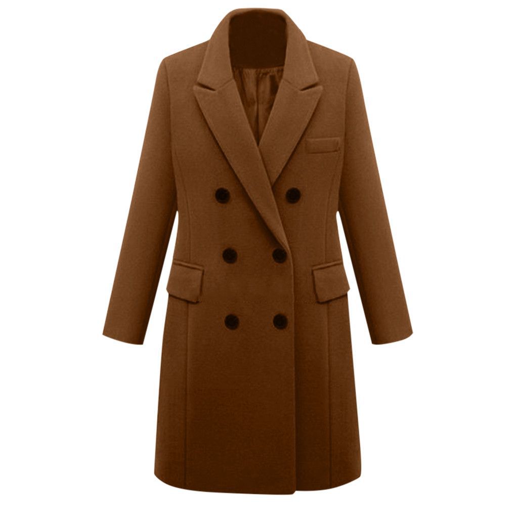 Medium length large woolen overcoat for women