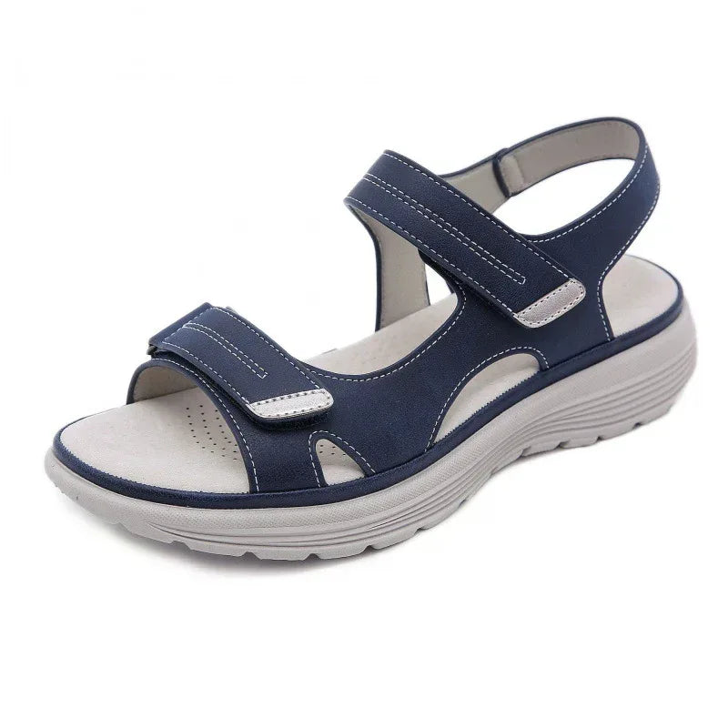 Leather Sandals Light Sports Women's Summer All-match Velcro Platform Shoes - DanaFashionstore