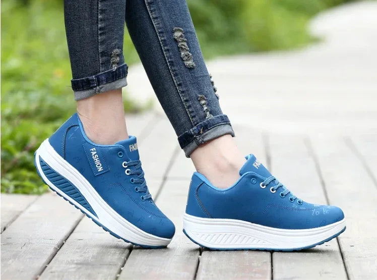 Thick bottom shake shoes women's leather casual shoes non-slip walking shoes travel shoes Korean version of the increase single shoes large size - DanaFashionstore