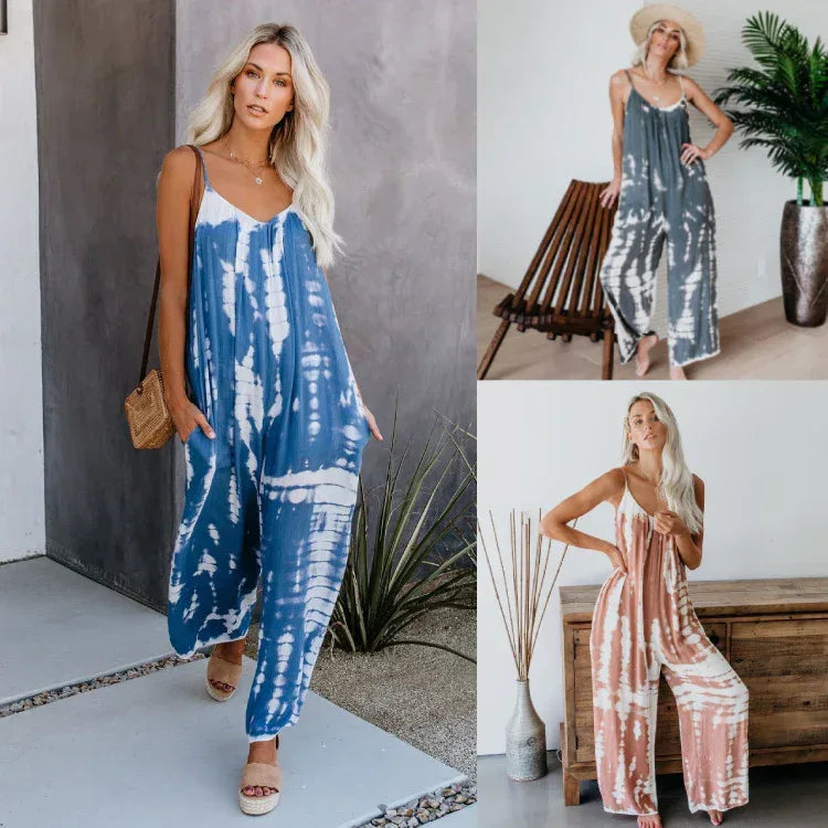 Tie-Dye Loose Pants Jumpsuit 2026 - Casual Colorful Jumpsuit - DanaFashionstore