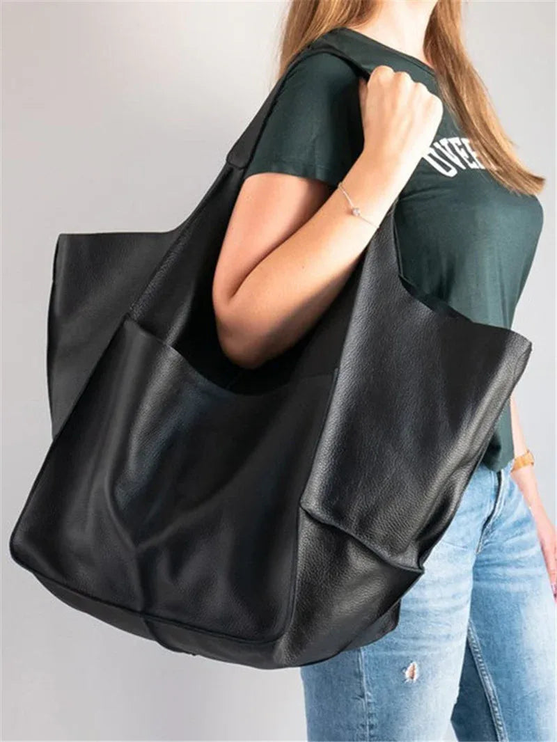 Simple Large Bag Soft Leather Large Capacity One-shoulder Portable Tote Bag - DanaFashionstore
