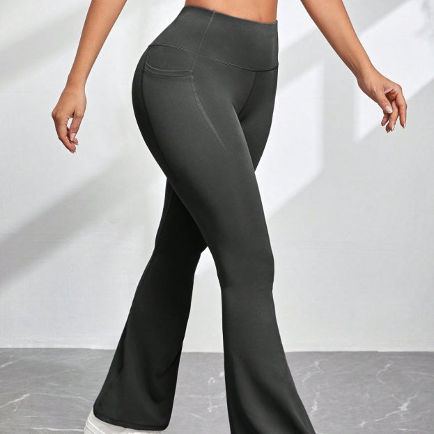 High Waisted Pocket Micro Flared Yoga Pants - Dana Fashion