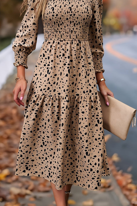 Women's Clothing Leopard Print Long Sleeve Dress - Dana Fashion
