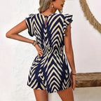 European American Printed Overalls 2026 - V-Neck Sleeveless Jumpsuit - DanaFashionstore
