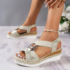 Women's Summer New Hemp Rope Wedge Light Bottom Peep Toe Sandals - DanaFashionstore
