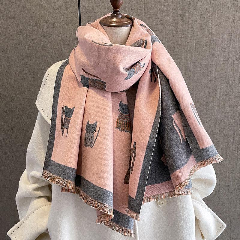 Fashion Artificial Cashmere Scarf Female Winter Korean Style Versatile Student Thickened Scarf Dual-purpose Shawl Outer Match - DanaFashionstore