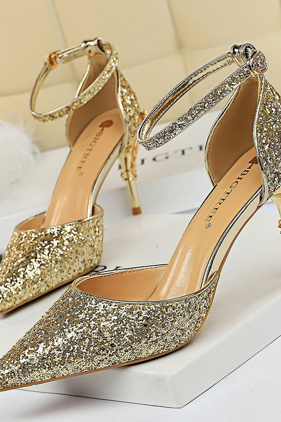High metallic and sequined heels