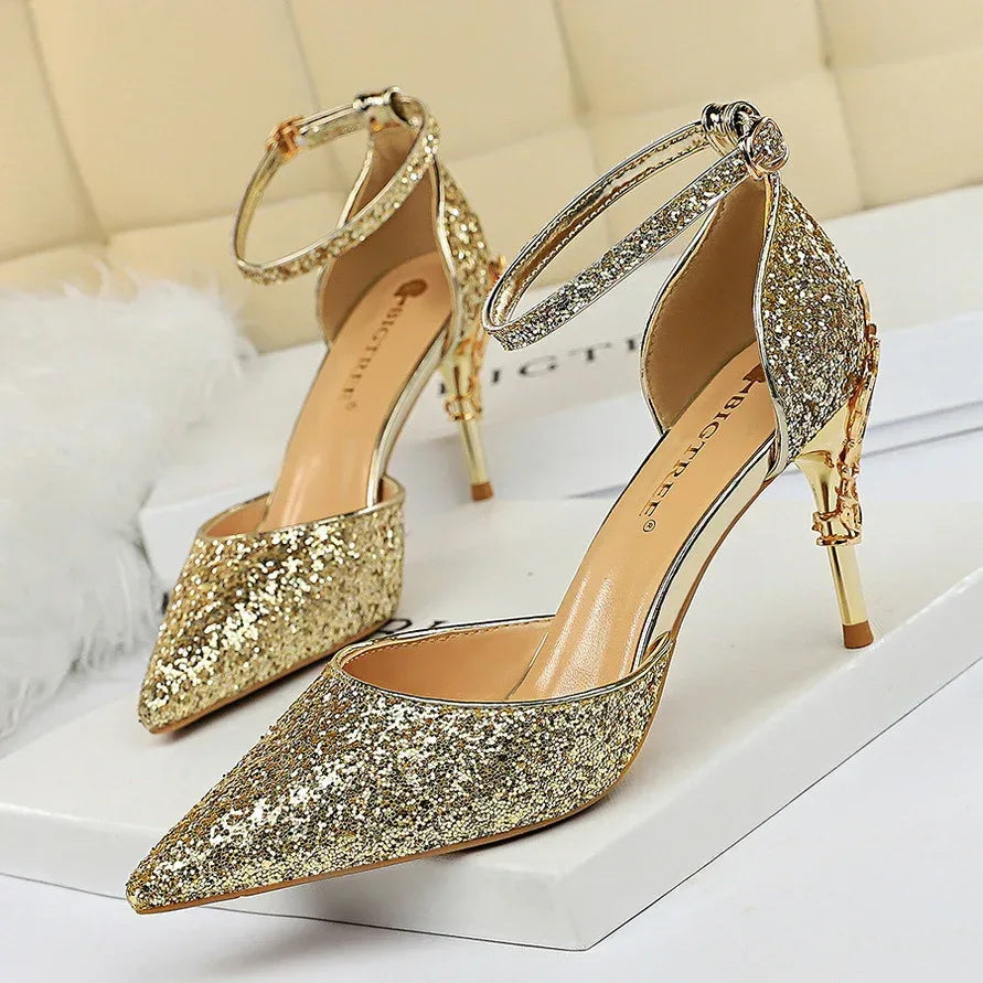 High metallic and sequined heels - DanaFashionstore