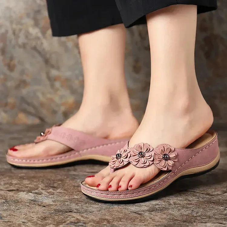 Flowers Sandals Women Retro Style Wedges Shoes Outdoor Beach Shoes Summer - DanaFashionstore