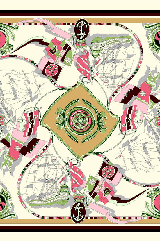 Sailing Print Emulation Silk Scarf Fashion Shawl