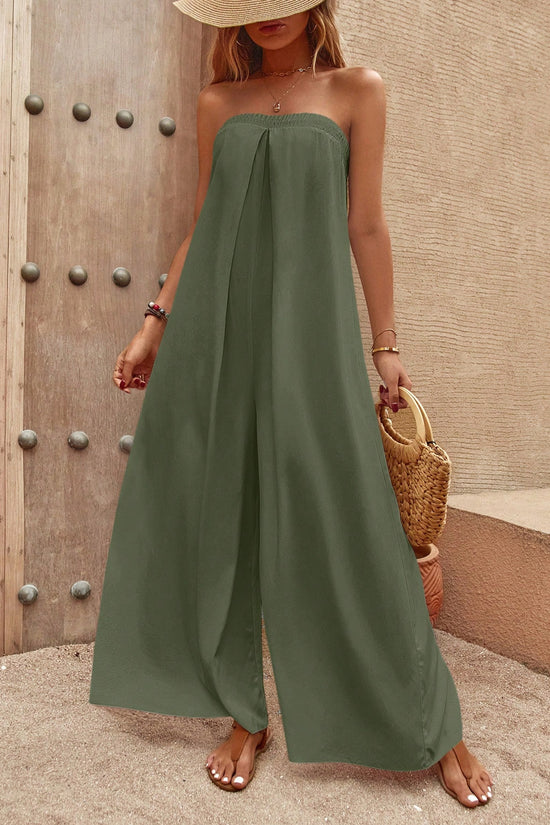 Solid Wide Leg Tube Jumpsuit