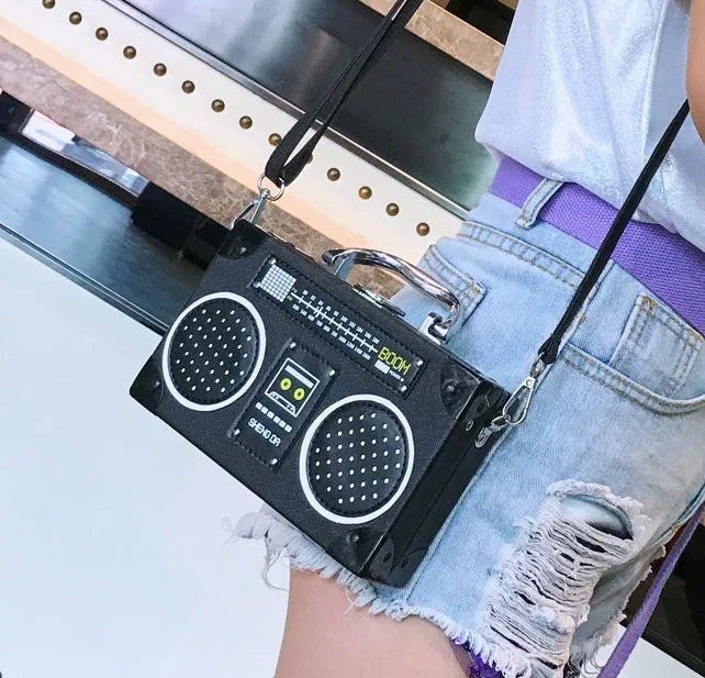 Sequins box bag radio handbag bright surface Harajuku wind Messenger bag - DanaFashionstore