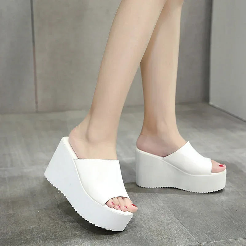 Comfortable high heel slippers, wedge sandals, suede women's shoes - DanaFashionstore