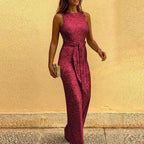 Sleeveless Sequined Silver Jumpsuit 2026 - Glamorous Party Jumpsuit - DanaFashionstore