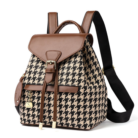 Houndstooth Backpack Women High Capacity Travel Bags Girls - Dana Fashion