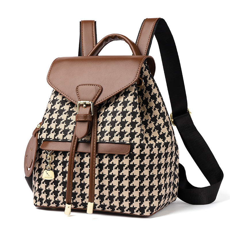 Houndstooth Backpack Women High Capacity Travel Bags Girls - Dana Fashion