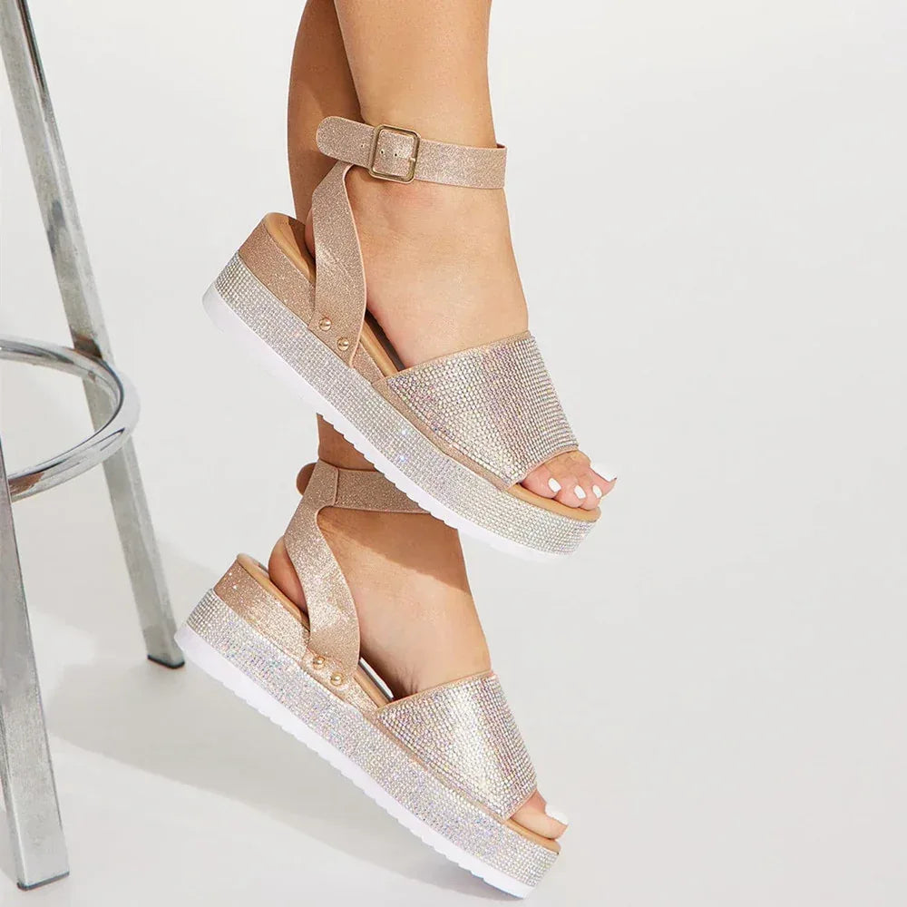 Rhinestone Sandals Summer Fashion Platform Shoes For Women - DanaFashionstore